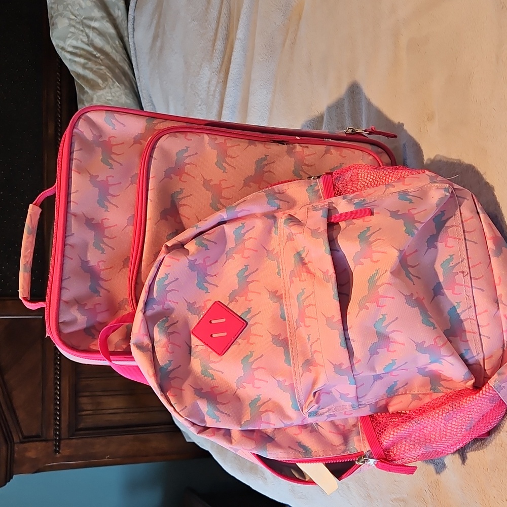 2pc unicorn suitcase bundle for girls